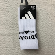 Adidas Socks Mens L White ClimaCool Crew 3-Pack Cushioned Arch Compression