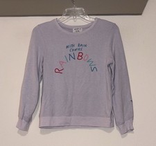 Wildfox Kids With Rain Comes Rainbows Graphic Sweatshirt SZ L NWT Flaw