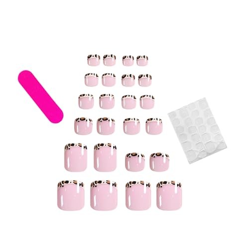 French Tip Press on Toenails Leopard Print Fake Toenails Short Square Acrylic - Picture 3 of 7