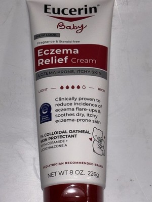 Eucerin Baby Eczema Relief, Fragrance Free Body Cream, 8 oz Tube Exp 11-2027 New