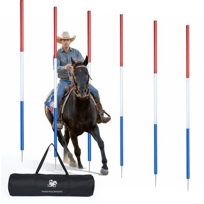 6 Pcs 6FT Pole Bending Poles for Horses, Adjustable Equestrian Sports Training E