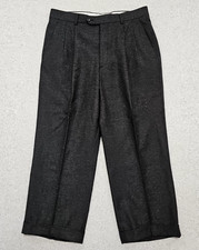 Paul Fredrick Dress Pants wool silk Italian Collection Black Men's Sz 34R See    