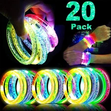 20 Pack LED Light up Bracelets Glow in the Dark Party Supplies,Colorful Flashing