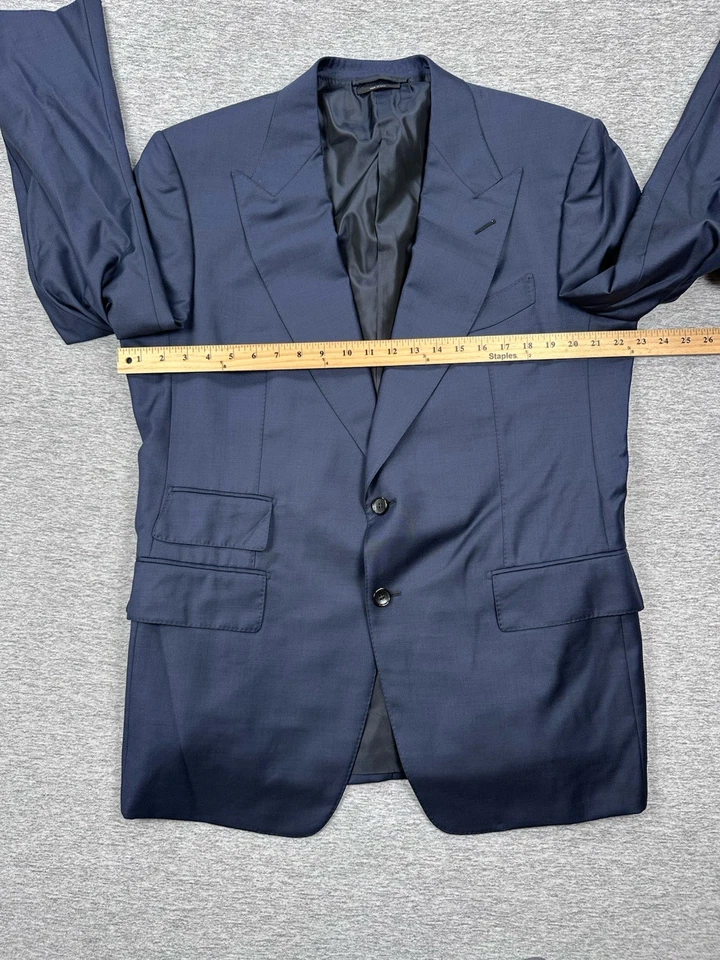 Tom Ford Suit Jacket Blazer Mens 46R Blue Wool Peak Two Button Front Italy Made - Image 4 of 4