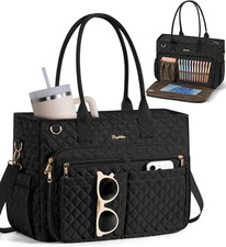 Teacher Tote Bag for Women, 15.6" Laptop Work Tote Computer Bag, Quilted Bag NEW