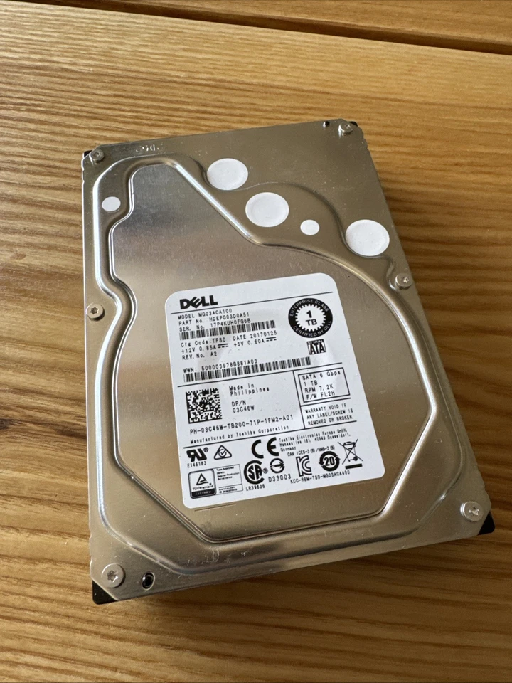 FESTPLATTE DELL 03C46W 3C46W MG03ACA100 1TB 7200U/min 64MB SATA III 3.5'' Zoll