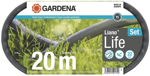 Gardena Liano Life Textilschlauch 1/2 Zoll, 20M Set: 20 Meter, Multicolor-image