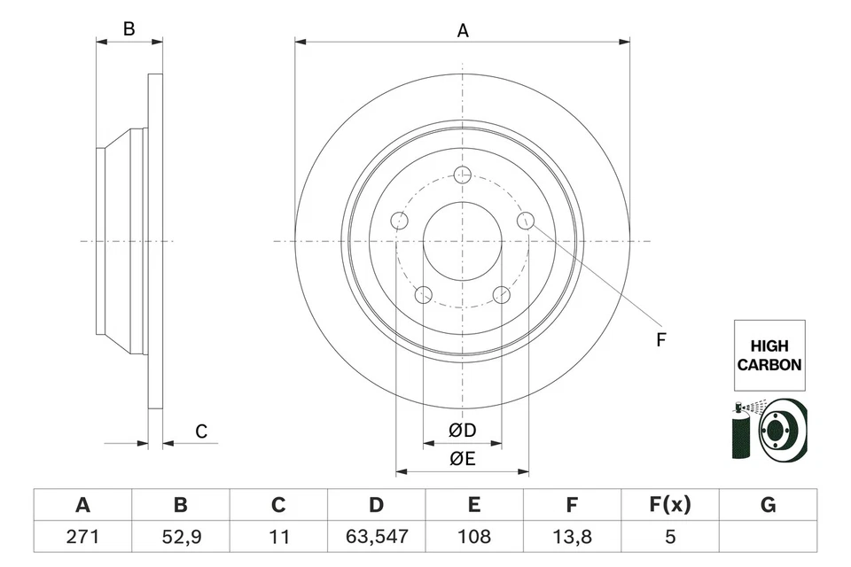 2x BRAKE DISC 0 986 479 H55 FOR FORD Q0JA 1.0L B7JG/M0JA/BZJA/B7JA/B7JB 1.0L - Image 2 of 4