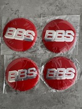 4x Stickers Bbs Wheel Cap Centre Emblems 70mm Sticker Red Silver New Sealed