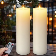 14" x 4" Large Outdoor Candles, Waterproof Flickering LED Flameless Candles w...