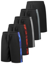 5 Pack Boys Athletic Shorts Youth Active Soccer Basketball Shorts with Pocket...