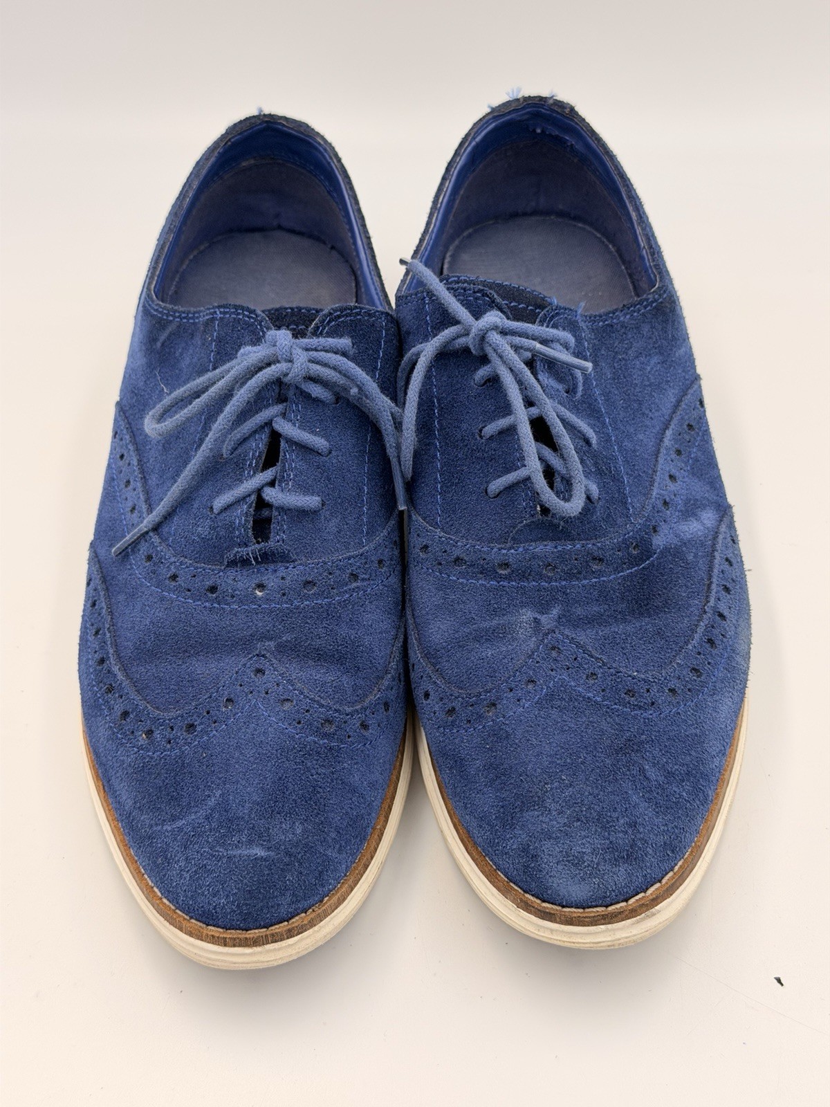 Cole Haan Original Grand Wingtip Oxford Blue Suede Women’s Size 8.5 W03411