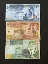 2008 - 2016 The Hashemite Kingdom Of Jordan 1, 5 & 10 Dinars Banknotes Set