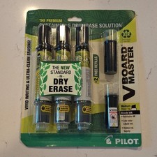 Pilot V Board Master Dry Erase Marker Set Medium Chisel Tip Black Ink 2 Refills