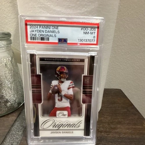 2024 Panini One Originals Jayden Daniels Rookie Insert OO-JDS Commanders PSA 8