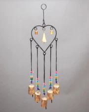New cast iron wind chime , single heart design  with bells, Inside or outside