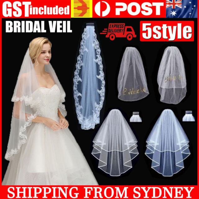 One/Two-tier 90/150/300cm Long Lace White Elbow Length Edge Wedding Bridal Veil