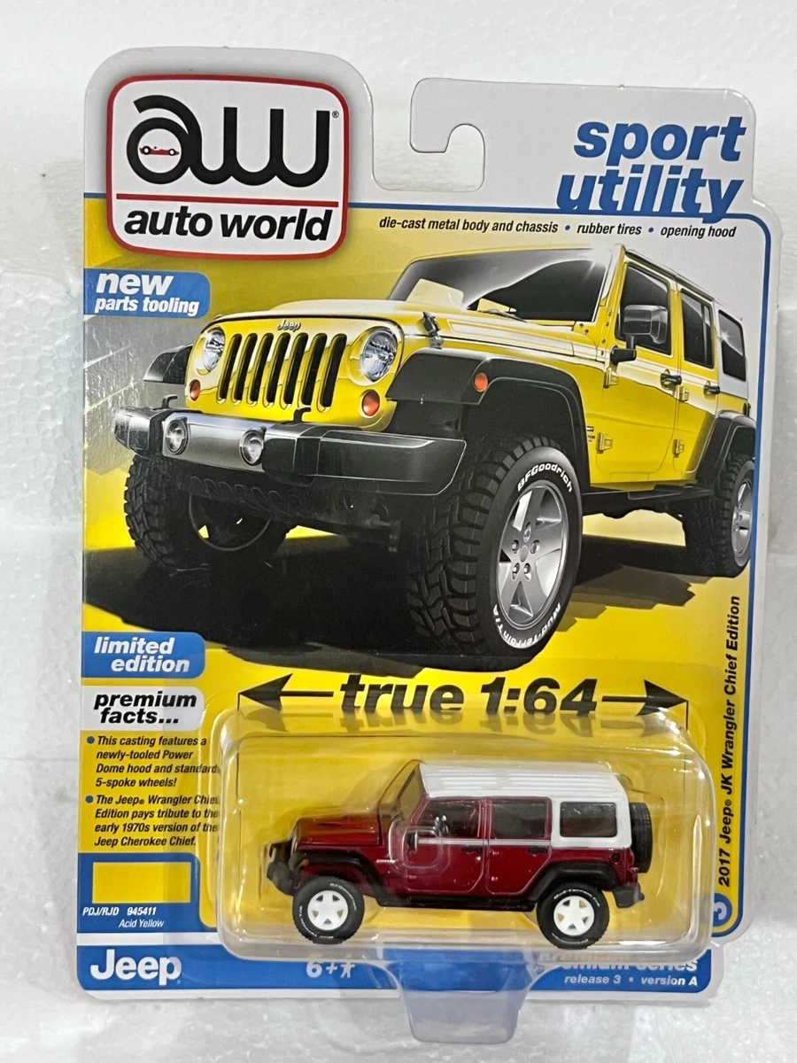 Auto World 1/64 2018 Jeep Wrangler Rubicon Unlimited Rosso - Modello Diecast Chase Car - CP7753
