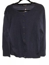 New CABLE  GAUGE Sz XL Blue Gold Button Down Knit Cardigan Sweater