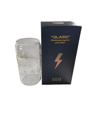 Everyday Dose Ice Coffee Glass Cup w Mushrooms Design - New in Box  GREAT GIFT