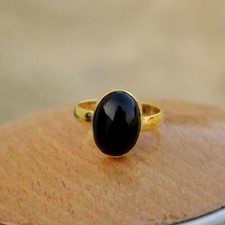 Black Onyx Ring,Gold Plated Ring,925 Sterling Silver Ring,Romantic Ring,Gift