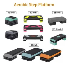 16''/28"/30"/43" Adjustable Aerobic Step Platform Exercise Stepper Gym Fitness
