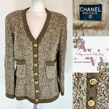 Chanel Boutique Boucle Jacket Vintage Size 12/14 Uk Iconic Wool Cashmere