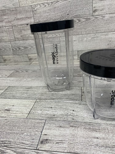 Magic Bullet Cups 1 With Handles, 1 Tall, & 1 Short. 2 Lids, 1 To Go Lid. - Picture 4 of 5