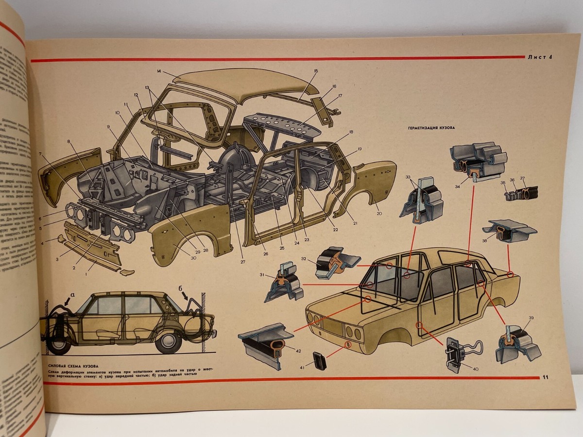 VINTAGE COLORFUL BOOK CAR MANUAL PARTS CATALOG FOR CAR VAZ LADA