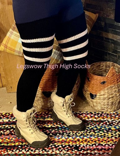 Extra Long Thigh High Slouch Socks Leg Warmer Plus Size Knit Cable Cozy Boot - Picture 234 of 236