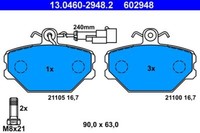 ATE 13.0460-2948.2 Bremsbelagsatz, Scheibenbremse FüR Fiat Lancia