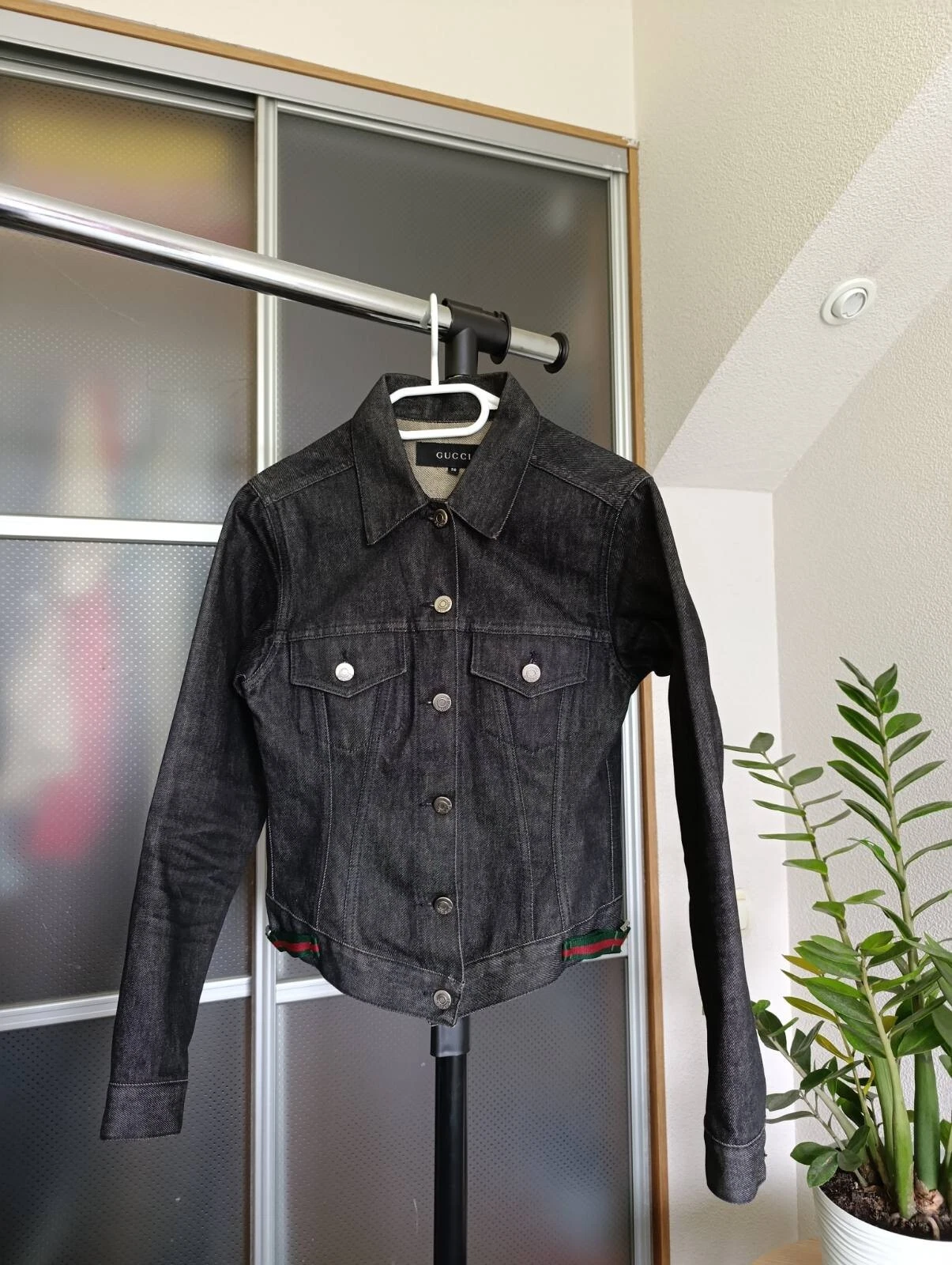 VESTE EN JEAN COTON BOUTON BOUCLE WEB GUCCI BY TOM FORD 1999