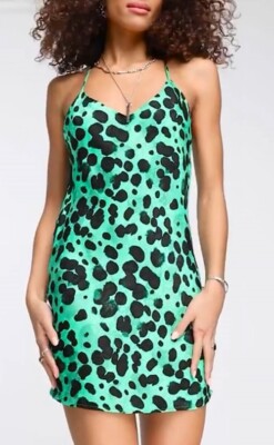 topshop green leopard print dress 80s Retro Leopard Neon Mint Green & Purple Fabric, Raspberry Creek Fabrics main image 1
