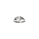 Sterling Silver Heart Shape Signet Ring with Cubic Zirconia
