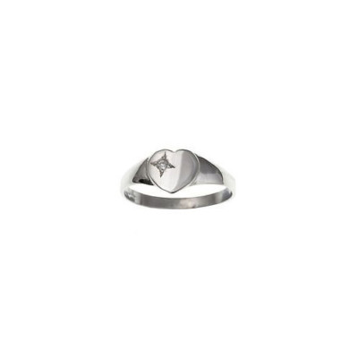 Sterlingsilber herzförmiger Siegelring mit kubischem Zirkonia