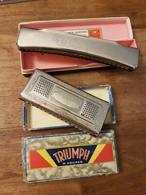 2 Mundharmoniche M.HOHNER TRIUMPH LIEBLINGE Made in Germany Vintage