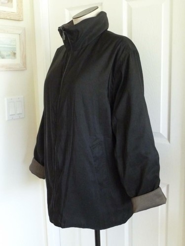MYCRA PAC Revers Taupe-Bronze & Black Padded Wind Rain Zip Stow Hood Coat S M L - Picture 4 of 12