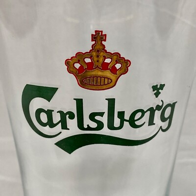 Carlsberg Crown Pilsner Flute 16 oz Beer Pint Glass Gold Rim