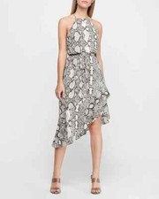 Express - Snakeskin Print - Asymmetrical - High Neck Fit and Flare Dress - Large