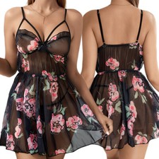 Sexy-Lingerie-Babydoll-Sleepwear-Underwear-Bra-G-String-Lace-Dress-Chemise-Teddy