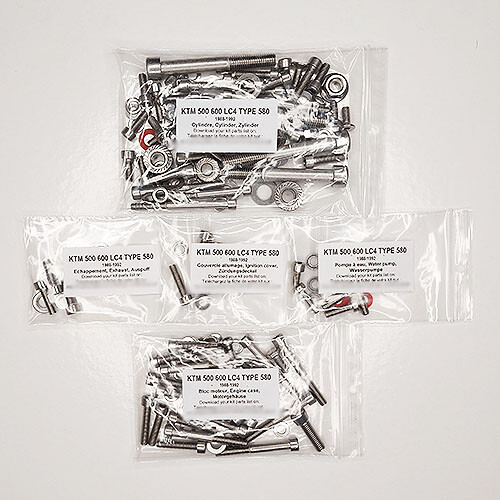 Kit de visserie pour moteur KTM 600 LC4 en acier inoxydable 1988-1992