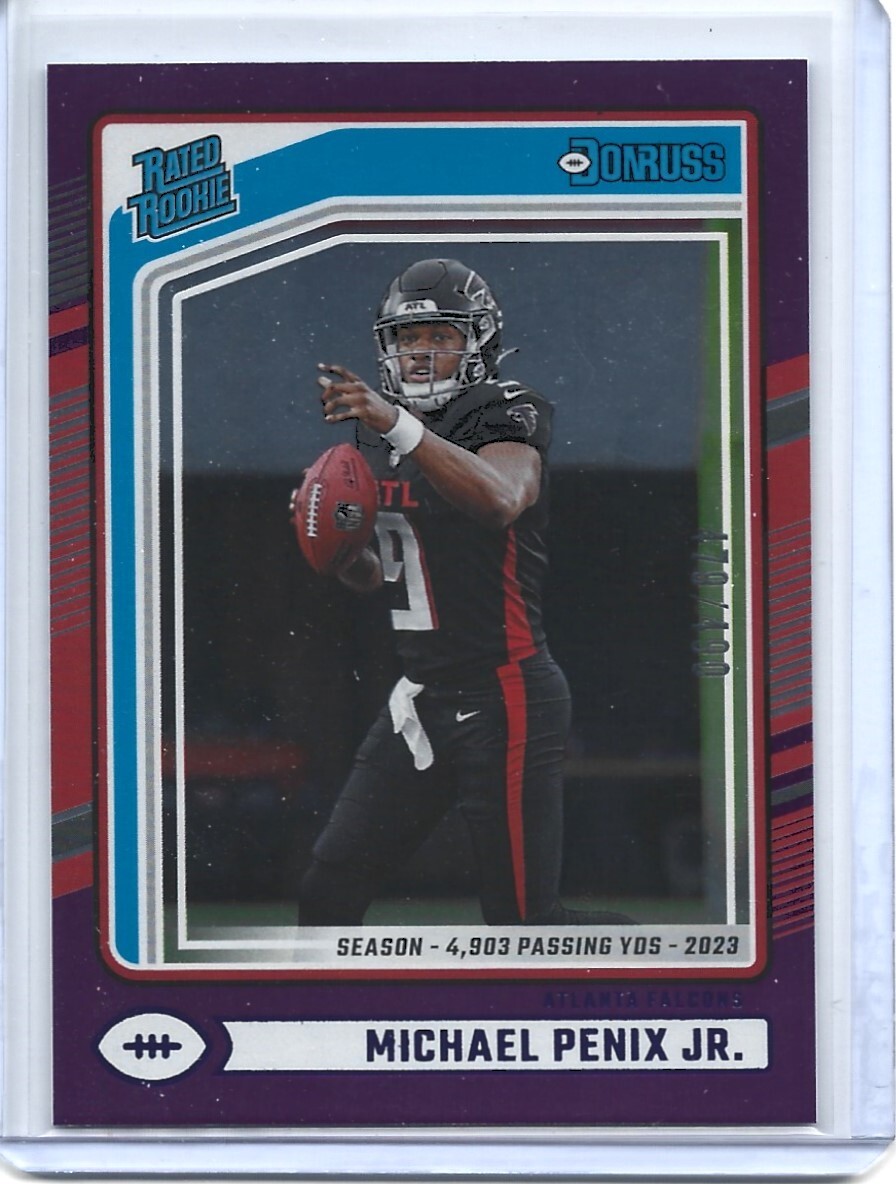 2024 Panini Donruss NFL Football Michael Penix Jr RC #308 Stat Line Purple /490