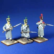 MI-656 -  French Infantry On Wooden Bases - 3 pcs - Black Cat - 54mm Metal