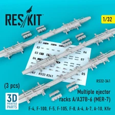 Multiple ejector racks A/A37B-6 (MER-7) (3 pcs) 1/32 ResKit RS32-0341
