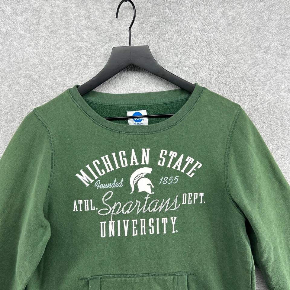 Sudadera Michigan State para mujer talla grande verde manga larga bolsillos NCAA KA Foto 4 de 4