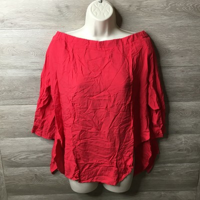 Just Quella Womens Large Red Off Shoulder Tie Sleeves Top NWT