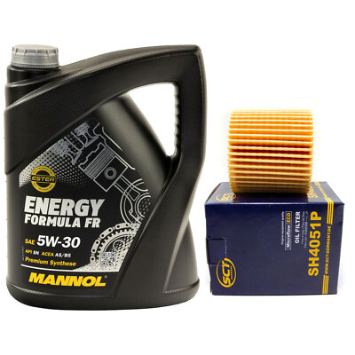 Motoröl Set 5W30 5 Liter + Ölfilter SH 4051 P für Toyota Yaris Verso S