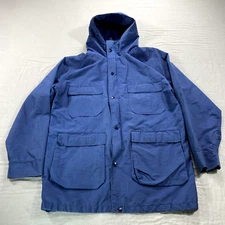 VINTAGE Woolrich Jacket Mens Small Blue Hooded Nylon Lined Mountain Parka *