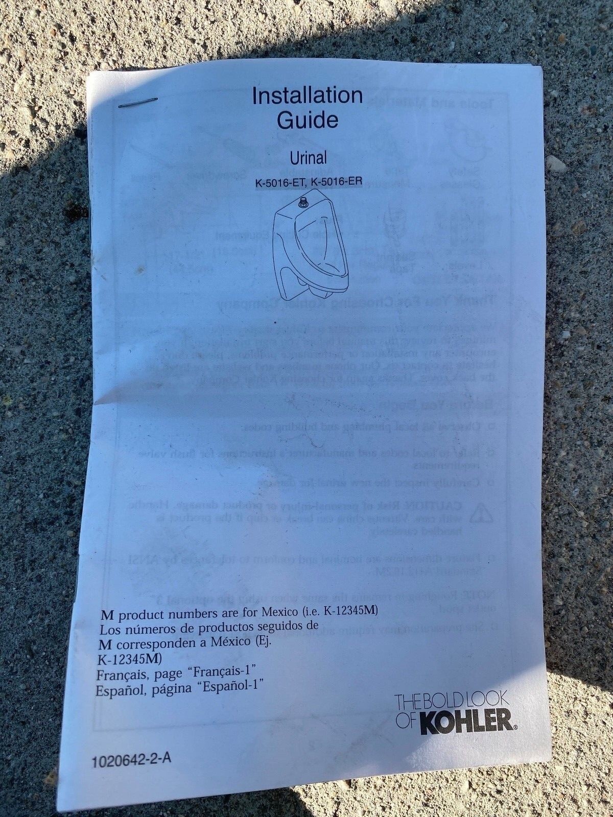 KOHLER K5016ET0 DEXTER ACCUFLUSH URINAL TOP SPUD ENCLOSED PTRAP