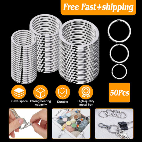 50pz Portachiavi Tondo 20/25/30mm Antiruggine Split Ring Portachiavi Acciaio Inox - Foto 3 di 11